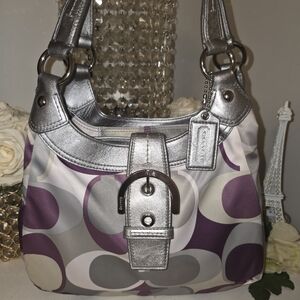 Coach Silver and Purple Shoulder Bag
